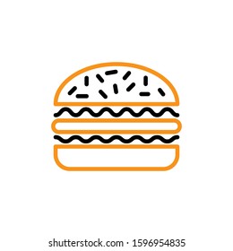 Burger icon. Line and two colour design template