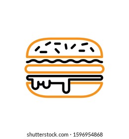 Burger icon. Line and two colour design template