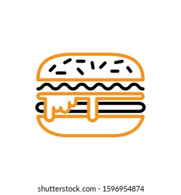 Burger icon. Line and two colour design template