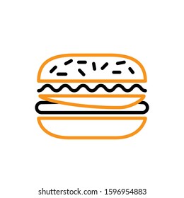 Burger icon. Line and two colour design template