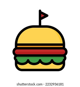 Burger icon with lineal color style vector