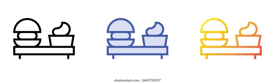 burger icon. Linear, Blue Fill and Gradient Style Design Isolated On White Background