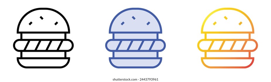 burger icon. Linear, Blue Fill and Gradient Style Design Isolated On White Background