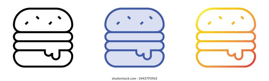 burger icon. Linear, Blue Fill and Gradient Style Design Isolated On White Background