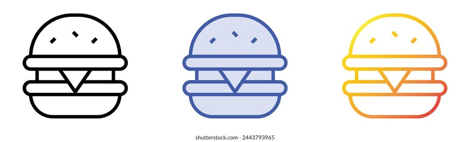 burger icon. Linear, Blue Fill and Gradient Style Design Isolated On White Background