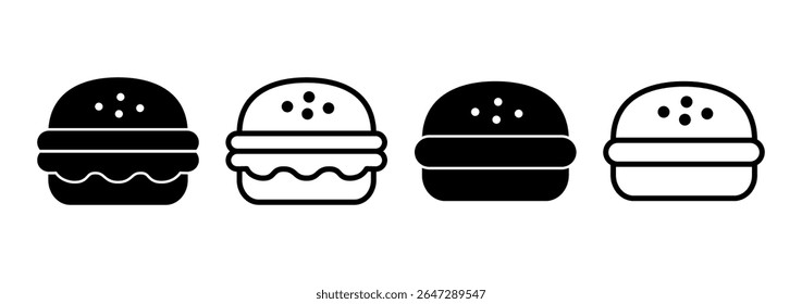 Ícone de hambúrguer logotipo design. sinal de hambúrguer e símbolo. hambúrguer