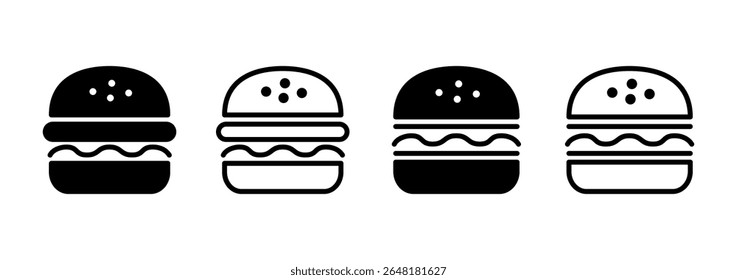 Ícone de hambúrguer logotipo design. sinal de hambúrguer e símbolo. hambúrguer