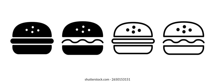 Ícone de hambúrguer logotipo design. sinal de hambúrguer e símbolo. hambúrguer