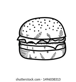 Burger icon logo hand drawn clipart