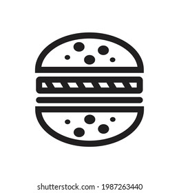burger icon or logo isolated sign symbol vector illustration, vector illustration with high quality black outline.