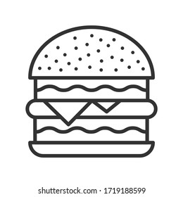 Burger icon or logo line art style. Vector Illustration.
