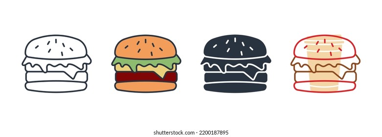 ilustración vectorial del logotipo del icono de la hamburguesa. plantilla de símbolo de hamburguesa para colección de diseño gráfico y web