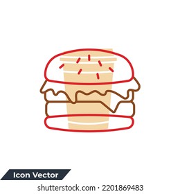 burger icon logo vector illustration. hamburger symbol template for graphic and web design collection