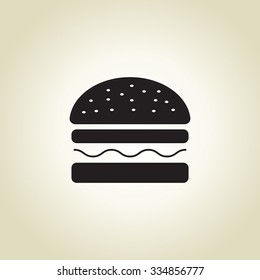 Burger icon with long shadow. Flat style vector illustration. Hamburger logo graphic.