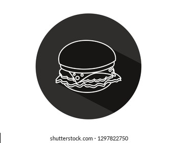 burger icon with long shadows, burger icon with modern line art style, cute burger illustrations, burger icon