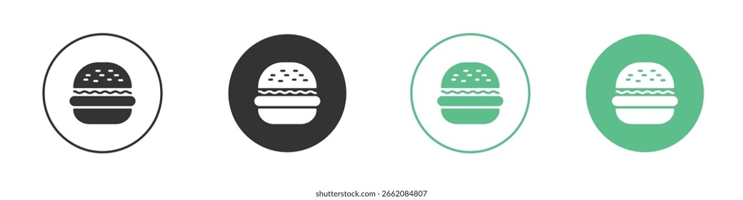 Icono de hamburguesa Minimal Flat Line Vector Icon Set.
