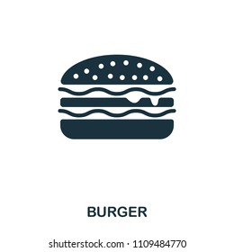 Burger icon. Mobile apps, printing and more usage. Simple element sing. Monochrome Burger icon illustration.