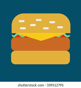 burger. burger icon on the blue background. vector illustration