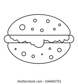 Burger icon in outline style isolated vector illustration