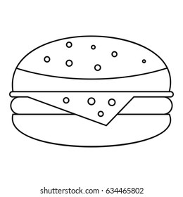 Burger icon in outline style isolated vector illustration