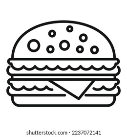 Burger icon outline vector. Bun sandwich. Cheese meat