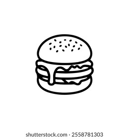Burger icon outline with white background