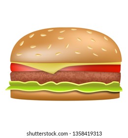 Burger icon. Realistic illustration of burger vector icon for web design isolated on white background