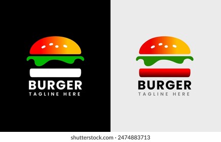 Burger icon, restaurant hot food beef read symbol logo design sample idea 