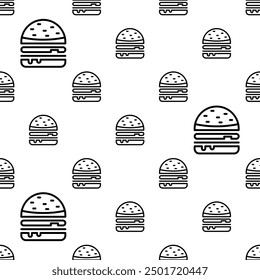 Burger Icon Seamless Pattern, Fast Food Icon, Hamburger Icon Vector Art Illustration