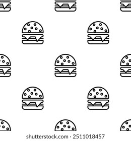 Burger Icon Seamless Pattern, Fast Food Icon, Hamburger Icon Vector Art Illustration