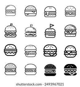 Icono de hamburguesa y conjunto de iconos