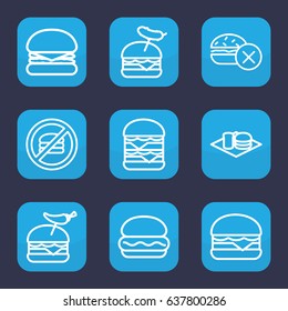 Burger icon. set of 9 outline burger icons such as no fast food