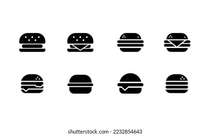 burger icon set. black burger - stock vector.