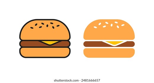 Burger icon set. cheese burger Symbol. hamburger sign. for mobile concept and web design. vector illustration on white background