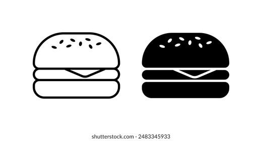 Conjunto de iconos de hamburguesa. símbolo de hamburguesa de queso. signo de hamburguesa. para concepto móvil y Diseño web. Ilustración vectorial sobre fondo blanco