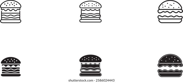 Burger icon set. cheese burger Symbol. hamburger sign. for mobile concept and web design.