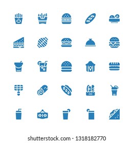 burger icon set. Collection of 25 filled burger icons included Sandwich, Drink, Beverage, Close, Bread, Cinnamon roll, Grill, Fried chicken, Hamburguer, Burger, Foods, Hamburger