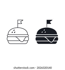 Burger icon set, Fast food symbol, vector simple black isolated sign.