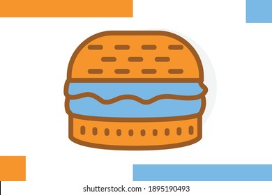 Burger icon set Filled line color concept related food elements.
