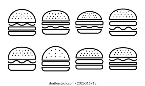 Burger icon set illustration. burger sign and symbol. hamburger