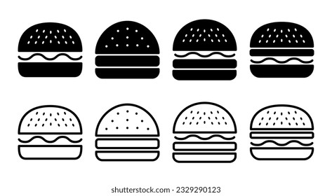 Burger icon set illustration. burger sign and symbol. hamburger