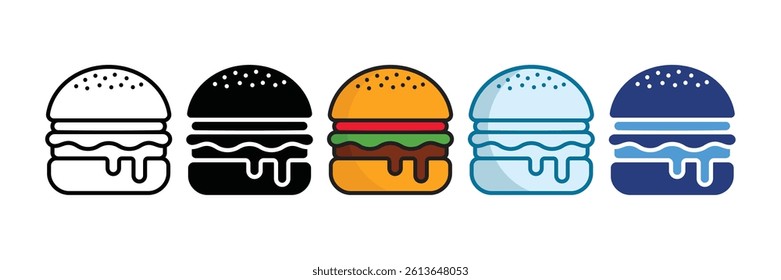 Burger Icon Set Multiple Style Collection