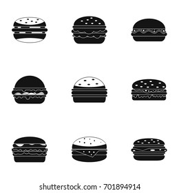 Burger icon set. Simple set of 9 burger vector icons for web isolated on white background