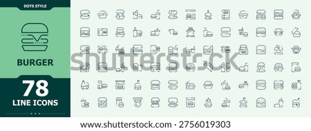 Burger icon set. Snack modern icon set. Pack of cheesecheese, bread, food, sandwich, hameat and more. Editable vector stroke.