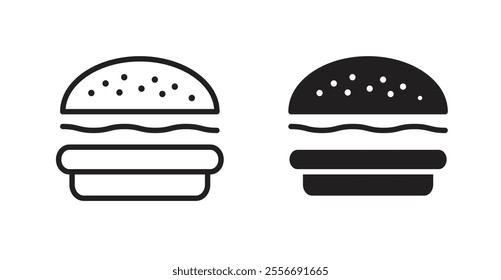 Burger icon set in Thin line black color.