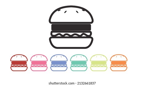 Burger Icon Set. Vector isolated editable set of burger icons