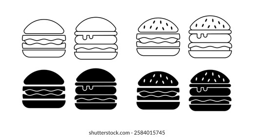 Burger Icon Set. Burger Vector Icon in line style design. Burger Symbol.
