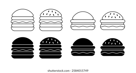 Burger Icon Set. Burger Vector Icon in line style design. Burger Symbol.