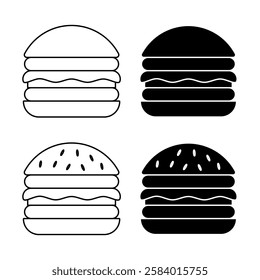 Burger Icon Set. Burger Vector Icon in line style design. Burger Symbol.