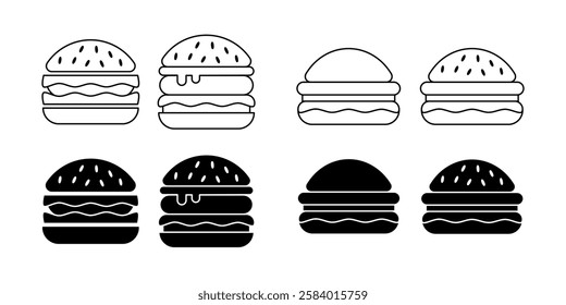 Burger Icon Set. Burger Vector Icon in line style design. Burger Symbol.